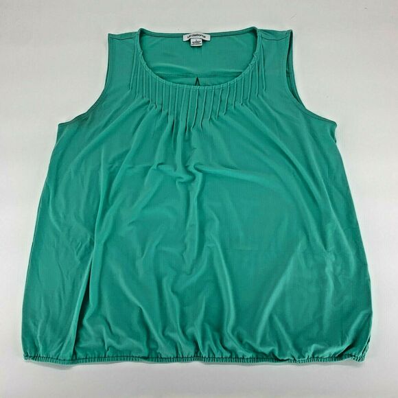 Liz Claiborne Teal Sleeveless Elastic waist tank blouse women’s size large - Picture 1 of 4